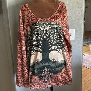 Women's  Tree of life Graphic Long-Sleeve Scoop Neck Top